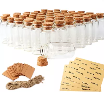 48PCS 25Ml Clear Glass Bottles With Cork Stoppers Mini Small Vials For Wedding  • $29.07