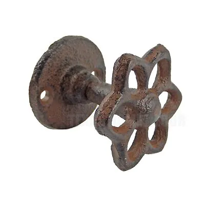 Faucet Knob Flower Wall Hook Cast Iron Coat Towel Hanger Rustic Retro Style • $13.95