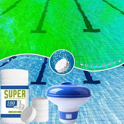 100G Pool Chlorine Tablet + Chemical Dispenser Hot Tub Lay Z Spa Water Cleaning • £6.79
