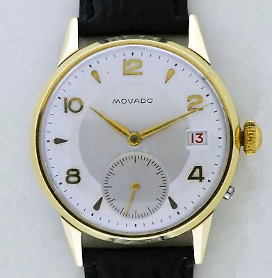 Vintage Movado Calendoplan Cal 128 Ref 18140 34mm Gold Cap Stainless Steel Watch • $374.99