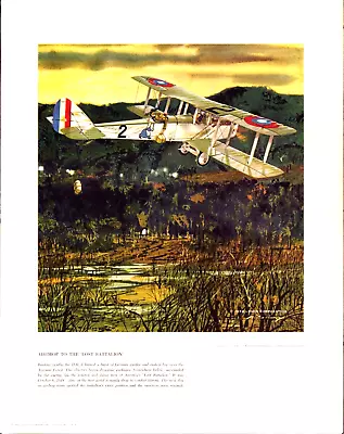 Vintage 1959 Leach Heritage Collection WWI Airdrop To Lost Battalion Art Print • $12