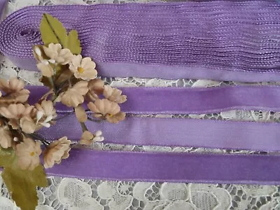 VINTAGE LUXURIOUS 1940s FRANCE SOFT VELVET RIBBON 1/2  ORCHID 154 • $3