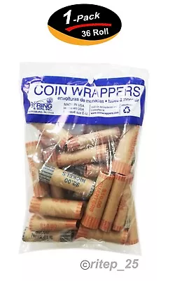 36 Rolls Preformed Coin Wrappers ASSORTED Paper Tubes Quarter Penny Nickel Dime • $6.98