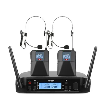 UHF Dual Chanel Wireless Headset Microphone Mic System For Stage Singer Home KTV • £141.60