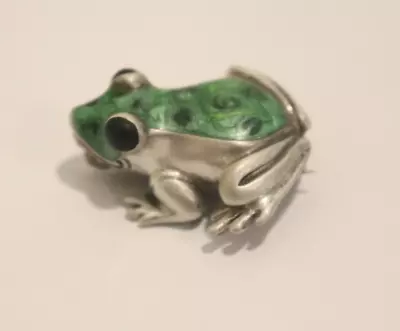 Vintage Sterling Silver Enamel Frog Brooch Pin Made In Italy • $19.99