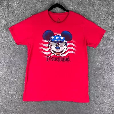 Mickey Mouse Shirt Mens Medium Red Disneyland Short Sleeve American Flag Biker • $12.79
