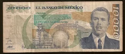 1991 $10000 Mexican Pesos Bill From Mexico Billete De Dinero De 10000 Banknote • $2.33