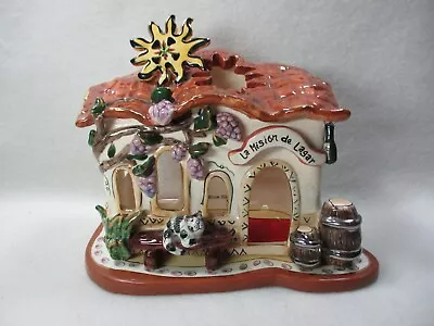 2003 Blue Sky La Mission De Lagar Ceramic House For Candle Or Light W/Base • $54.95