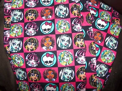 Monster High Dolls Faces   RARE Fabric Cartoon 100% Cotton 18  X 22   FQ • $10