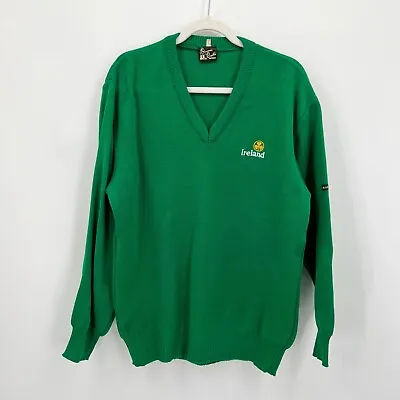 Vintage Blarney Castle Knitwear Sweater Mens Large Irish Green Embroidered • $29.87