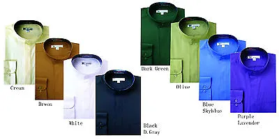 Men's Classy Mandarin Collar Hidden Button Dress Shirt Many Colors SG 01 • $13.50