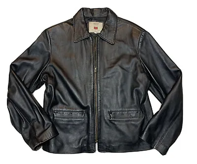 MISURI Leather Jacket Sz L Black Short Made Italy • $77