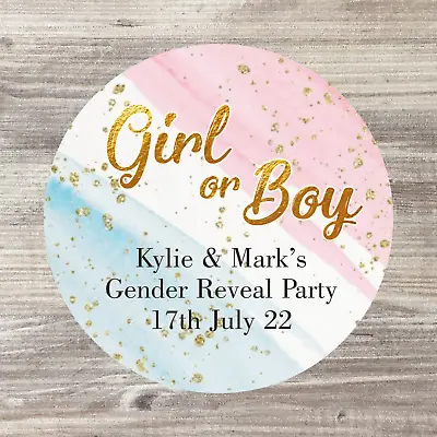 48 X Baby Shower Personalised Stickers Baby Girl Shower Favours Gender Reveal • £3.50