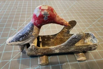 Vtg Red-headed Woodpecker On Log Toothpick Dispenser - Parts & Repair  - GwB1 • $15.95