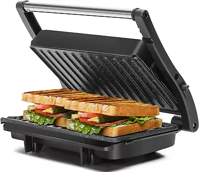 Panini Press Grill  1200W Sandwich Maker With Ceramic Non-Stick Plates Opens 1 • $40