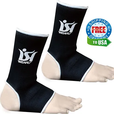 Ankle Foot Support Anklet Guard Pads MMA Boxing Brace Kick Muay Thai UFC Black • $7.99