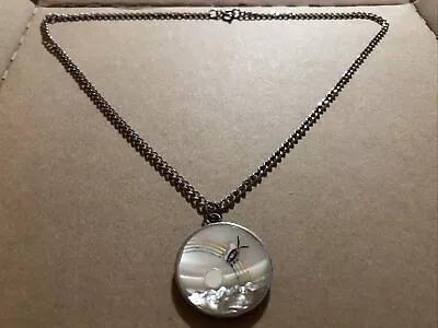 Vintage Rainbow Butterfly Mop Silver Necklace Estate Spring Sale • $0.99