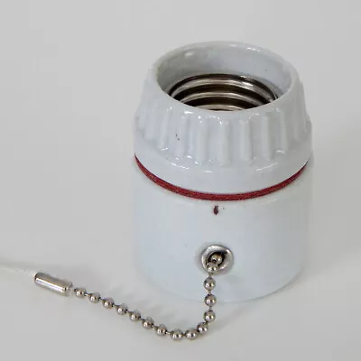 Medium Base Glazed Porcelain Pull Chain Light Fixture And Lamp Socket • $39.99