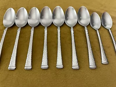 Mikasa Hammered Harmony (7) Soup Spoons & (2) Teaspoons Stainless • $34.75