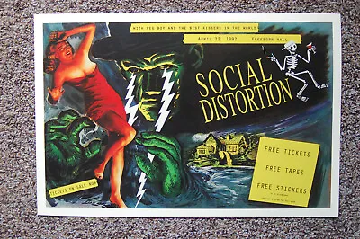 Social Distortion Concert Tour Poster 1992 UC Freeborn Hall ---- • $5