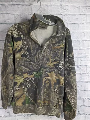 Jerzees Outdoor Mossy Oak Camo Hunting 1/4 Zip Sweatshirt Men's XL - Preowned • $19