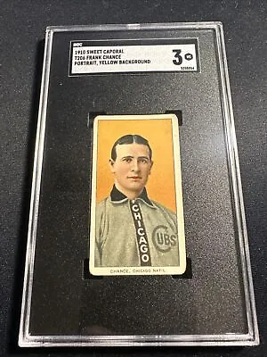 1909-11 T206 Sweet Caporal  FRANK CHANCE HOF PORTRAIT YELLOW BACKGROUND SGC 3 • $600