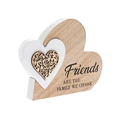 £6.99 • Buy Leonardo Double Wooden Heart Plaques - Laser Cut Mini Plaques For Loved Ones