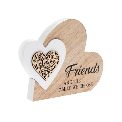 £6.99 • Buy Leonardo Double Wooden Heart Plaques - Laser Cut Mini Plaques For Loved Ones