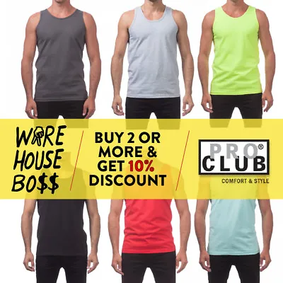 Proclub Pro Club Mens Plain Tank Top Casual Sleeveless Muscle Tee Fitness Gym • $8.79