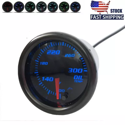 $25.99 • Buy 100-300℉ Oil Temp Gauge 2  52mm Temperature Meter 1/8 NPT Sensor 7 Color Tinted