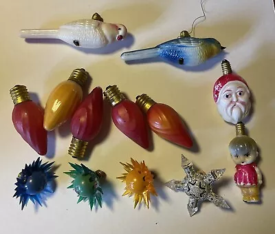 13 Original Vintage Christmas Light Bulb Bulbs Santa Bird Child Star Flame • $24.95