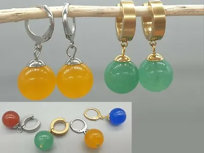 Potara Earrings Natural Stone Stainless Steel Hoops Anime Cosplay Dragon Ball Z  • $18.82