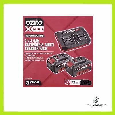 Ozito Power X Change PXC 18V Multi DUAL CHARGER & 2x 4Ah BATTERIES Battery Kit • $170