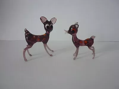 Two Vintage Murano Glass Deer Figurines Art Glass • £9.99