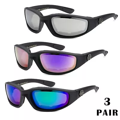 1/3 Pair Motorcycle Sports Biker Riding Glasses Padded Wind Resistant Sunglasses • $10.98