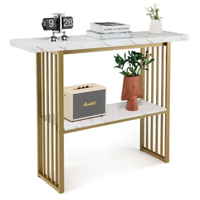 $129.95 • Buy Giantex Console Table 2-Tier Beside Sofa Table W/ Faux Marble Tabletop Hallway