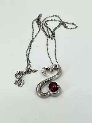 Alwand Vahan AV Sterling Silver Open Heart Pink Topaz Pendant 1” Necklace 18” • $49.99