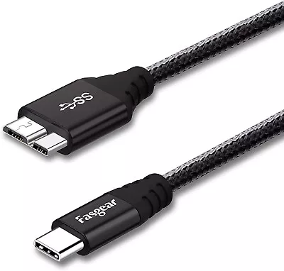 USB C To Micro B 3.0 Cable Short Fasgear 30cm Nylon Braided USB C 3.1 Gen1 Exte • $15.65