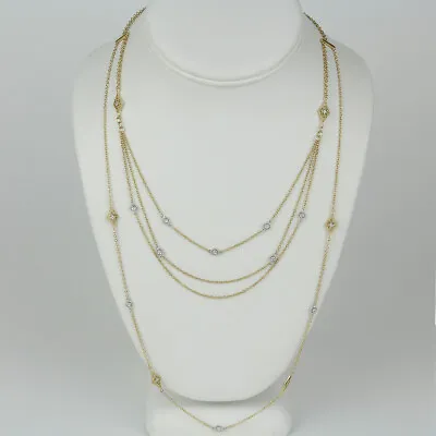 Gabriel & Co 14k Yellow Gold Diamond Multi-Strand Station Necklace 17  • $979