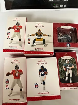 Hallmark NFL Ornaments Dan Marino Peyton Manning (2) Clay Matthews And Sharpe • $24.99