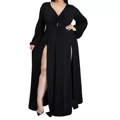 Maxi Dress Plus Size Hollow V-neck Plus Size Party Dress Skin-friendly • $33.18