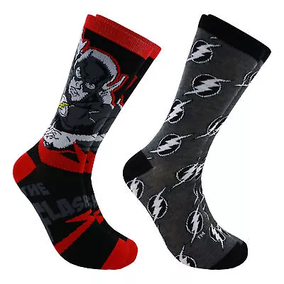 DC Comics The Flash Men's Crew Socks 2 Pair Pack Shoe Size 6-12 • $9.99