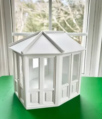 Dollhouse Miniature White Cottage Garden Pavilionconservatorysolarium Room Box • $178