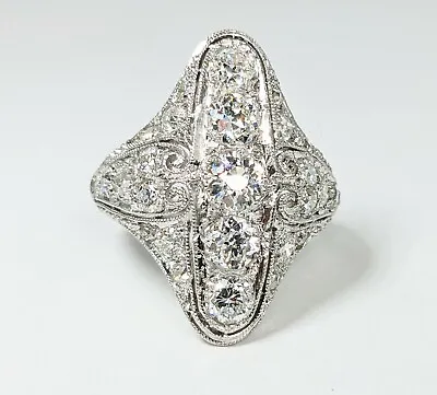 Vintage Platinum Approx.  2.45 Ct Old Mine Cut Diamond Ring Size 7 • $3995