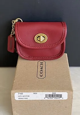 Nwt Coach Vintage Red Leather Turnlock Mini City Bag Coin Pouch Keyfob 7105 • $419.83