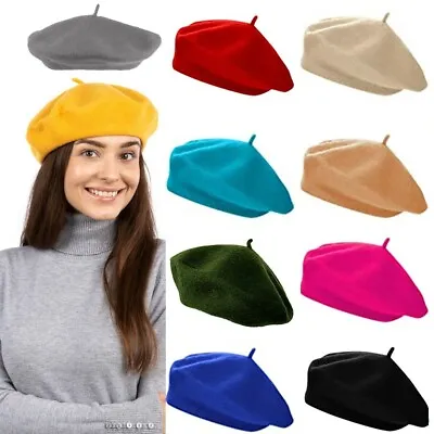 £5.99 • Buy Wool Beret Hat Autumn Hats French Beret Cute Ladies Fashion Warm Hat UK Seller