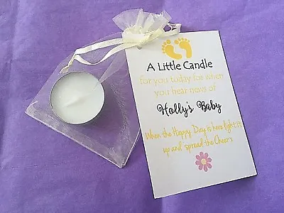 BABY SHOWER Personalised  CANDLE FAVOURS 3 10 15 243040  PACK - GIFT BOX • £3.99