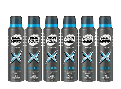 £12.36 • Buy Right Guard Mens Deodorant Xtreme Cool 72 Hours High-Performance Spray 6 X 150