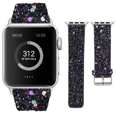 $24.96 • Buy 3D Women Glitter Bling Leather Watch Band Strap For Apple Watch 41 45 40 42 44mm