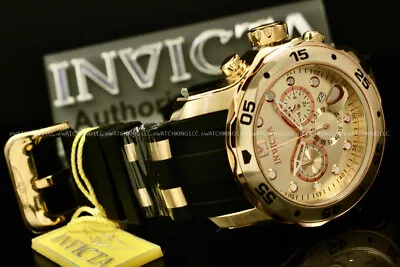 NEW Invicta Men Scuba Pro Diver Chrono 18K Gold Plated Rose Gold S.S Poly Watch • $80.84